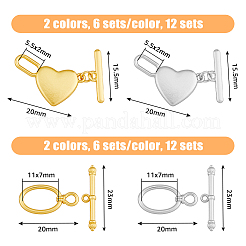 24セット4スタイルアロイマンテル  オーバル＆ハート  ミックスカラー  20x10.4~11.3x3mm  穴：5.5~11x2~7mm  6セット/スタイル&nbsp;FIND-FH0008-12