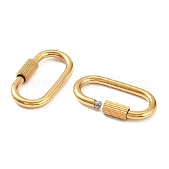 304ステンレススチール製ロックカラビナ  イオンプレーティング（ip）  オーバル  18KGP本金メッキ  32x16.5x3mm&nbsp;X-STAS-C092-09B-G