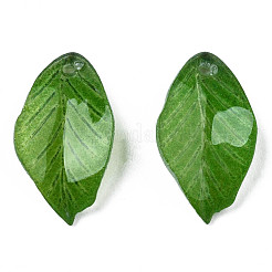プラスチックチャーム  葉  グリーン  18x9x3mm  穴：1mm&nbsp;KY-N015-124