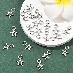 シーグレース真鍮製スターチャーム  カドミウムフリー＆ニッケルフリー＆鉛フリー  プラチナメッキ  12x9x1mm  穴：2.5mm&nbsp;XGR0160P-101P