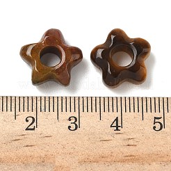 ナチュラルタイガーアイヨーロッパビーズ  花大きな穴ビーズ  14~15x14~15x5.5~6mm  穴：5mm&nbsp;G-C252-02D