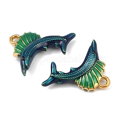 304ステンレススチールエナメルペンダント  魚  18KGP本金メッキ  イオンプレーティング（ip）  濃い緑  14x20x4mm  穴：1.6mm&nbsp;STAS-C150-01C