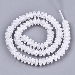 クラックガラスビーズ  染め＆加熱  ロンデル  透明  8x4mm  穴：1mm  約89~95個/連  15.16~15.55インチ（38.5~39.5cm）&nbsp;X-GLAA-S192-004J