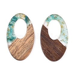 Transparent Resin and Walnut Wood Pendants&nbsp;RESI-T057-02I