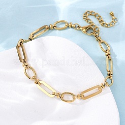 304 Stainless Steel Oval Link Chain Anklets&nbsp;AJEW-A057-01G
