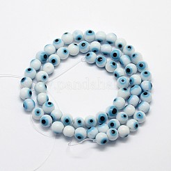 Handmade Evil Eye Lampwork Round Bead Strands&nbsp;LAMP-L055-6mm-07