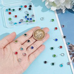 48個 8色電気メッキ天然クォーツステンレススチールファセットフラワーチャーム  ステンレス鋼色  ミックスカラー  9x6.5x3mm  穴：1mm  6個/カラー&nbsp;STAS-UN0056-90