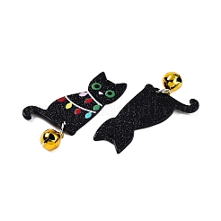 クリスマスをテーマにしたアクリルパーツ  鉄パーツ  猫の形  45x26x2mm  穴：1.2mm&nbsp;SACR-P023-B01