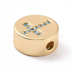 Rack Plating Brass Micro Pave Cubic Zirconia Beads&nbsp;ZIRC-C035-19G
