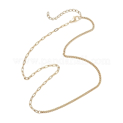 304 Stainless Steel Twisted Chain Paperclip Chain Necklaces&nbsp;NJEW-JN05781-02
