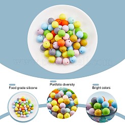 90Pcs Silicone Beads 15mm Round Silicone Bead Bulk Colorful Silicone Bead Kit for Keychain Jewelry DIY Crafts Making&nbsp;JX305A