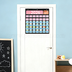 布製月間カレンダー ポケットチャート 壁掛けオーガナイザー  フック付き時間管理収納バッグ  ブラック  630x605x2.8mm  穴：7.9mm&nbsp;AJEW-WH0880-39