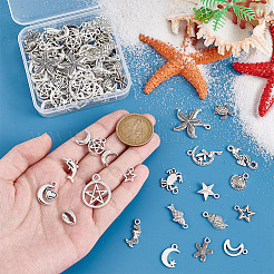 100pcs20スタイルチベットスタイルアロイペンダント  混合図形  アンティークシルバー  11~25.5x8.5~23.4x1.5~4mm  穴：1.5~2mm  5個/スタイル&nbsp;TIBEP-PH0001-78