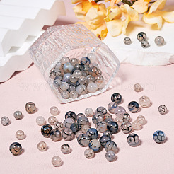 2 連売り 2 スタイル 天然龍脈瑪瑙ビーズ 連売り  染め  ラウンド  グレー  6~8mm  穴：1mm  47~63個/連  14.5~15インチ/連  1連/スタイル&nbsp;G-TA0002-45