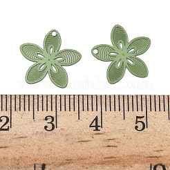 スプレーペイント430ステンレススチールチャーム  花  ダークシーグリーン  13x14x0.3mm  穴：1mm&nbsp;STAS-C153-11B