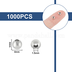 1000Pcs 304 Stainless Steel Hollow Round Seamed Beads&nbsp;STAS-UN0050-64