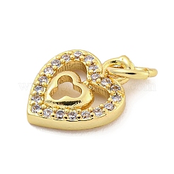 Heart Brass with Cubic Zirconia Charms&nbsp;KK-Q814-07G