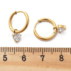 304 Stainless Steel Micro Pave Cubic Zirconia Hoop Earrings Ion Plating(IP)&nbsp;STAS-R004-03G-02