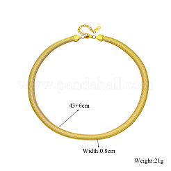 8mm 304 ステンレススチール フラットスネークチェーンネックレス  ゴールドカラー  16.93インチ（43cm）&nbsp;WGEA08E-01