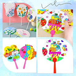 16Pcs 4 Styles Paper Hand Held Fan&nbsp;DIY-GF0010-32