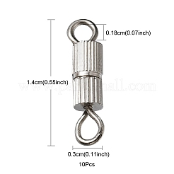 20 セット真鍮ネジクラスプ  ブレスレット作りに  プラチナ  14x3mm  穴：1.8mm&nbsp;IFIN-YW0001-57P