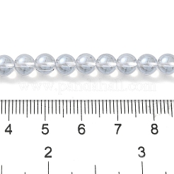 透明電気メッキガラスビーズ連売り  パール光沢メッキ  ラウンド  スチールブルー  6mm  穴：0.8mm  約67個/連  14.84~15.16''（37.7~38.5センチメートル）&nbsp;GLAA-T032-T6mm-C17