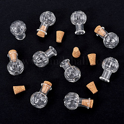 透明ガラスの願い事ボトル10個  ビーズの容器  コルク栓10個付き  花瓶  2.45~2.6x1.6~1.75cm  穴：6mm&nbsp;AJEW-TA0002-85B