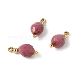 天然石ロードナイトペンダント  ファセットカットされた0valチャーム  ゴールデントーン真鍮パーツ  15~15.5x6.5~7mm  穴：1.5mm  5個/袋&nbsp;GG-CBACE45-03G-03