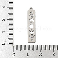 ステンレスペンダント201個  月と長方形  ステンレス鋼色  28x6x1mm  穴：1.2mm&nbsp;STAS-H480-07P