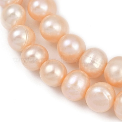 天然養殖淡水パールビーズ連売り  ポテト  グレード4a+  桃パフ  9~10mm  穴：0.7mm  約39~46個/連  13.98~15.43''（33.5~39.2センチメートル）&nbsp;PEAR-I007-07Z-05B