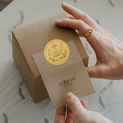 プラスチック製の粘着式金箔エンボスステッカー  メダル装飾ステッカー  クラウン  5x5cm  4pcs /シート&nbsp;DIY-WH0211-130