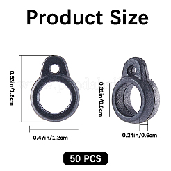 50 個のシリコンペンダント  電子スタイラス＆ライター製造用  リング  ブラック  16x12x6mm  穴：2.5mm  内径：8mm&nbsp;SIL-GF0001-33A