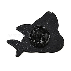 海洋生物のエナメルピン  バックパックや衣類用の黒色合金製ラペルピンバック  サングラスとココナッツをつけたサメ  26x31.5mm&nbsp;AL-CBA2F61-01F