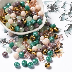 ガラスビーズ  多面カット  ロンデル  湯通しアーモンド  8x6mm  穴：1mm  約145個/60g&nbsp;EGLA-A034-SM8mm-17