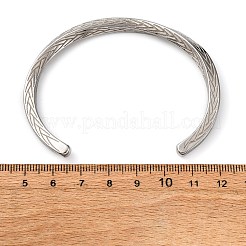304ステンレススチール製カフバングル メンズ レディース  ねじれた  ステンレス鋼色  1/8インチ（0.45cm）  内径：1-7/8インチ（4.9cm）x2-1/2インチ（6.3cm）&nbsp;BJEW-D361-02P