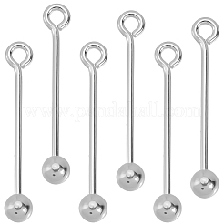 6Pcs 925 Sterling Silver Threaded Ball Eyepin&nbsp;STER-BBC0008-88