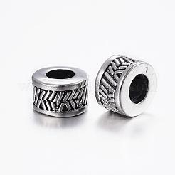 304ステンレススチールヨーロピアンビーズ  大穴ビーズ  コラム  ミックスカラー  9.5x6mm  穴：5mm&nbsp;STAS-H371-27