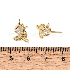 Brass Micro Pave Cubic Zirconia Stud Earrings&nbsp;KK-CBA8324-19G-01