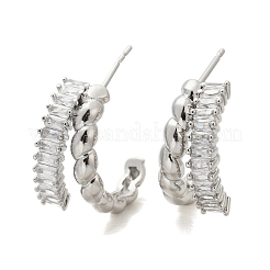 Twist Brass Micro Pave Cubic Zirconia Stud Earrings&nbsp;EJEW-M082-16P-02