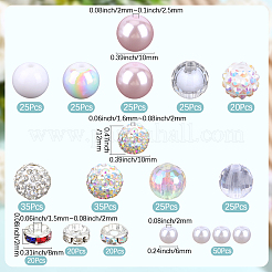 DIYジュエリー作成キット  アクリル、樹脂、真鍮、プラスチック、ポリマークレイのラインストーンビーズを含む  ホワイト  6~12x3.8~10mm  穴：1~2.5mm&nbsp;DIY-PA0001-95A