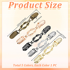 レトロ合金カーディガンクリップ 5色 5個  セーターカラークリップ  女性用ドレスショールクリップ  結び目  ミックスカラー  115~127x19.5~21x2.5~9mm  1個/スタイル&nbsp;FIND-WR0012-62