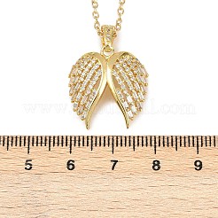 Brass Micro Pave Clear Cubic Zirconia Angel Wings Pendant Necklaces&nbsp;LS-NJEW-Z088-02G