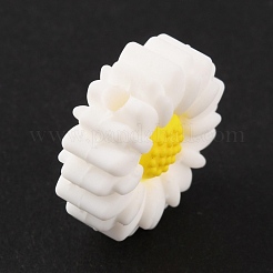 シリコンビーズ  デイジー  ホワイト  19.5x8mm  穴：2mm&nbsp;SIL-WH0001-19A