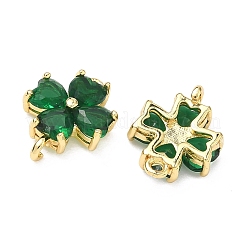 Saint Patrick's Day Glass Clover Connector Charms&nbsp;KK-P348-03G