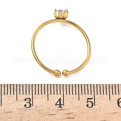 304ステンレススチールキュービックジルコニアカフリング（女性用）  ハート  ミックスカラー  調整可能  4.7x5mm&nbsp;RJEW-Z122-01G