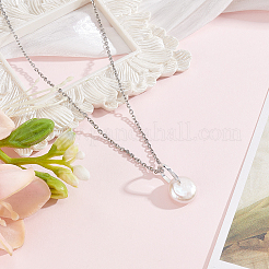 1Pc Natural Pearl Flat Round Pendants&nbsp;STER-BBC0009-63