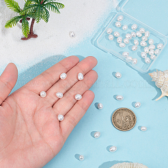 1 連売り天然養殖淡水真珠ビーズ 連売り  ライス  乳白色  6.5~8x6~6.5mm  穴：0.5mm  約47個/連  13.98~14.17''（35.5~36センチメートル）&nbsp;PEAR-SC0001-45