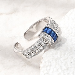 Brass Micro Pave Cubic Zirconia Cuff Open Rings for Women&nbsp;RJEW-L343-04P