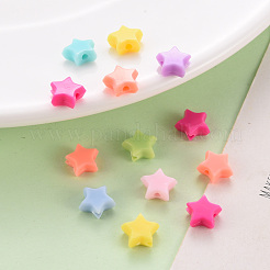 不透明なアクリルビーズ  スター  ミックスカラー  8x9x3.5mm  穴：1.6mm&nbsp;X-MACR-S373-29A