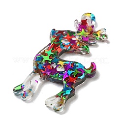 クリスマステーマのアクリルペンダント  鹿のチャーム  カラフル  40x20x2.5mm  穴：1.2mm&nbsp;FIND-M035-04A